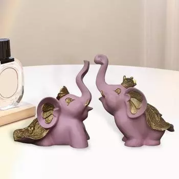 1 пара фигурок слонов, смоляные игровые слоны, украшения, статуэтки слонов на удачу, главная оранжевый