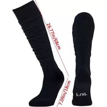 1 пара футбольных носков для мужчин, женщин, взрослых, эластичные, нескользящие, защита лодыжки, длинные футбольные чулки, спортивные носки для регби чёрный