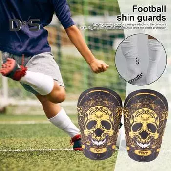 1 пара футбольных щитков для малышей, детей, молодежи, взрослых, утолщенные пенопластовые накладки на голени, уникальные защитные щитки с рисунком черепа, тренировочное пособие для футбола XS
