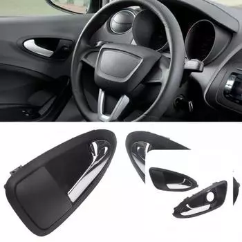 1 пара гальванических внутренних дверных ручек, стандартная, отличная гальваническая внутренняя дверная ручка 6J1837113A 6J1837114A для SEAT-Ibiza 2009-2012 чёрный