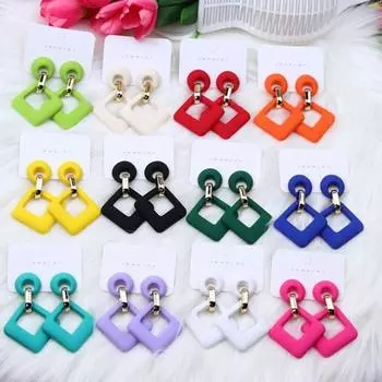 1 пара геометрических серег-капель, квадратные полые дизайнерские ювелирные серьги, легкие, устойчивые к деформации, подарок маме для сестры, подруги оранжевый