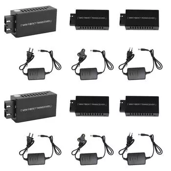1-парный гигабитный медиаконвертер SFP, одноволоконный одномодовый SFP и порт RJ45 SC, оптоволокно длиной 3 км EU Plug