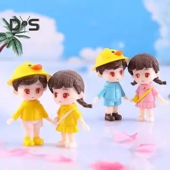 1 пара гладких краев, украшение для пары, коллекционные милые скульптурные статуэтки для пар с героями мультфильмов для мальчиков и девочек розовый/синий