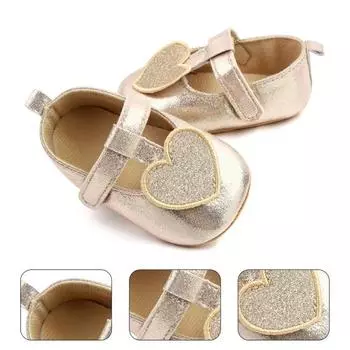 1 пара гладких туфель для первой ходьбы, полезная подошва с лентой для детской кроватки, обувь для малышей 11 cm золотистый