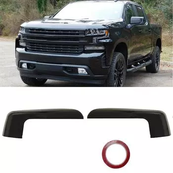 1 пара глянцево-черных накладок на зеркала заднего вида для Chevy Silverado 2019-2024
