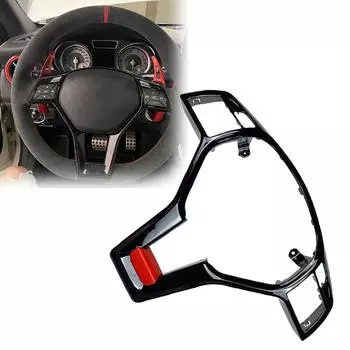1 пара глянцевых черных накладок на рулевое колесо автомобиля 09946400139107 для Mercedes-Benz W176 W204 W212 W117 только для AMG Style