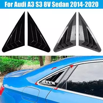 1 пара глянцевых черных/углеродного волокна задних боковых оконных жалюзи, левая и правая боковые шторки для заднего окна автомобиля