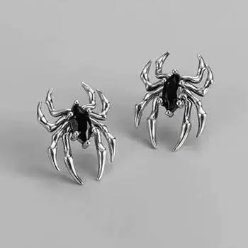 1 пара готических ретро-сережек из циркония в стиле старого паука, женские персонализированные серьги, дизайн, черные серьги из циркония, ювелирные изделия, подарки onesize
