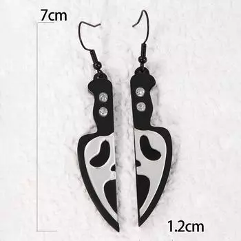 1 пара готических сережек-подвесок в виде скелета-ножа на Хэллоуин для женщин и девочек, персонализированные минималистичные серьги, ювелирные аксессуары, подарки
