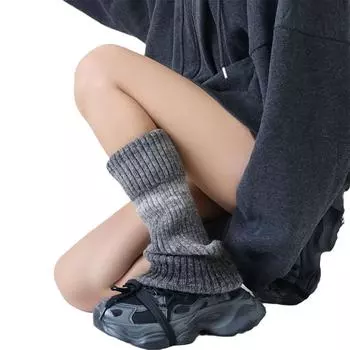 1 пара градиентных модных вязаных носков-леггинсов, цветные носки с переворачивающимся ворсом, теплые, мягкие, шерстяные