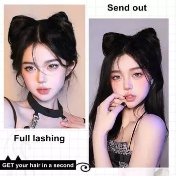 1 пара грязных кошачьих ушей, пучок для волос, мини-зажим для когтей, легко носить, регулируемая толщина, мягкий стильный парик для объема и полноты головы светло-коричневого