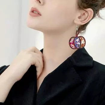 1 пара Хэллоуин тыква разноцветные серьги блестки сращивание деревянные акриловые новые женские