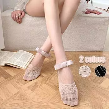 1 пара хлопковых модных носков-лодочек для отдыха, балетные носки с милым бантом, невидимые носки