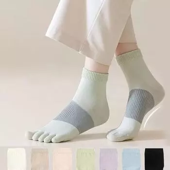 1 пара хлопковых удобных носков с пятью пальцами, мягкие носки средней длины, спортивный стиль, разделяющие пальцы, устойчивые к запахам, антибактериальные