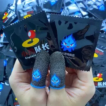 1 пара игровых светящихся напальчников, дышащие кончики пальцев для мобильных игр PUBG, сенсорный экран, чехол для детской кроватки, чувствительный к мобильному прикосновению чёрный