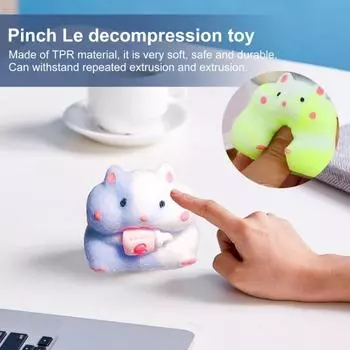 1 пара игрушек для хомяка, мягкая игрушка TPR с медленным отскоком, снятие стресса, тревожности, портативная, ручная работа, для детей, подростков, взрослых, животных, сжимающих, сенсорная игрушка-фиджет серый белый