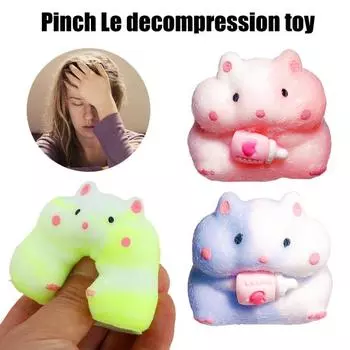 1 пара игрушек для хомяка, мягкая TPR, медленно отскакивающая, для снятия стресса, тревожности, портативная серый/белый