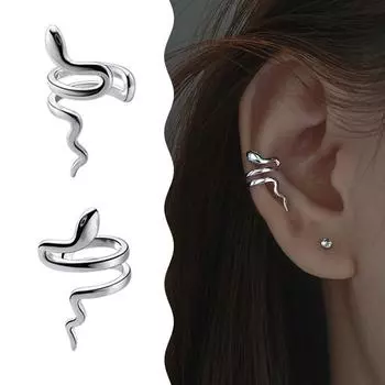 1 пара индивидуальных сережек-клипс в виде змеи в стиле панк для женщин и мужчин без пирсинга хряща серьги-каффы ювелирные украшения подарки