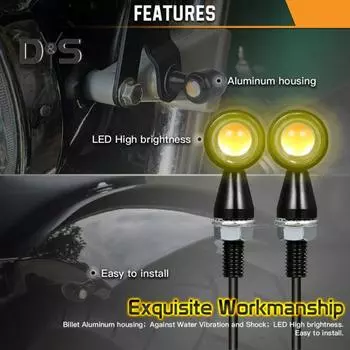 1 пара IPX6 водонепроницаемый индикатор указателя поворота, простая установка, сверхмощные, сверхмощные указатели поворота для мотоцикла чёрный