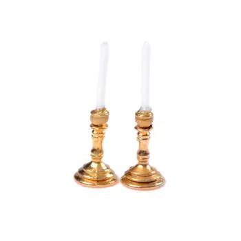 1 пара из 1:12 миниатюрных подсвечников для кукольного домика, белые свечи 3.8cm белый
