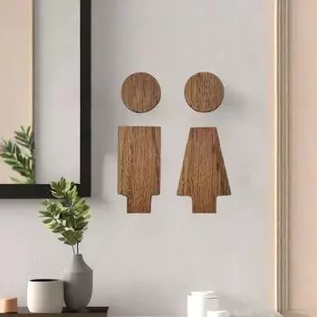 1 пара из цельного дерева премиум-класса, самоклеящаяся табличка на дверь туалета, табличка на горячий источник коричневый