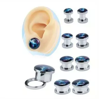 1 пара из нержавеющей стали, серия со звездами, масло для расширения ушей, украшения для пирсинга ушной раковины 4mm