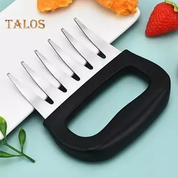 1 пара измельчителей мяса из нержавеющей стали с 7-зубчатым дизайном, приспособления для быстрой нарезки, нескользящая ручка, устойчивая к ржавчине, для свинины, говядины, птицы чёрный