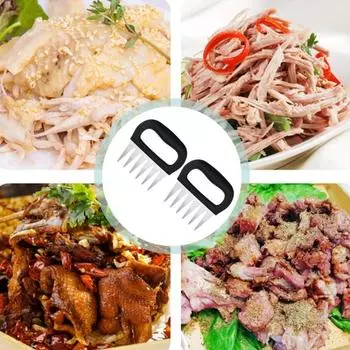 1 пара измельчителей мяса из нержавеющей стали с 7-зубчатым дизайном, приспособления для быстрой нарезки, нескользящая ручка, устойчивая к ржавчине, для свинины, говядины, птицы чёрный