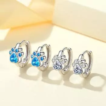 1 пара изящных полированных маленьких милых серег-обнимашек со сверкающими стразами и кошачьими когтями белый