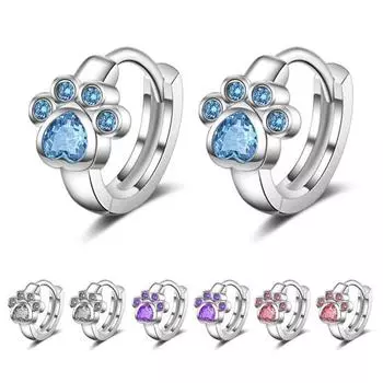 1 пара изящных полированных маленьких милых серег-обнимашек со сверкающими стразами и кошачьими когтями синий