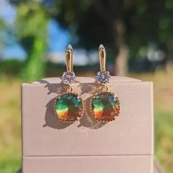 1 пара изысканных цветных квадратных висячих сережек для женщин, ювелирные изделия из кубического циркония, повседневные аксессуары для свадебной вечеринки разноцветный