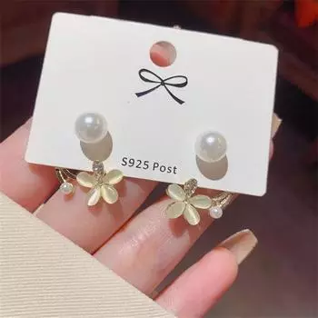 1 пара изысканных сережек-цветков с жемчугом кошачий глаз для женщин и девочек, нежные и сладкие 1Pair