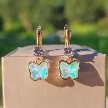 1 пара изысканных висячих сережек-бабочек для женщин, ювелирные изделия из кубического циркония, аксессуары для повседневных вечеринок синий