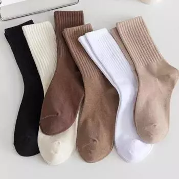 1 пара классических однотонных хлопковых свободных носков для женщин и девочек, модные простые базовые носки, универсальные спортивные длинные носки, подарки 2