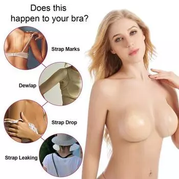 1 пара клейких нагрудных накладок, силиконовые невидимые противоскользящие многоразовые натуральные бюстгальтеры пуш-ап с открытой спиной, без бретелек, мягкие накладки на соски M B
