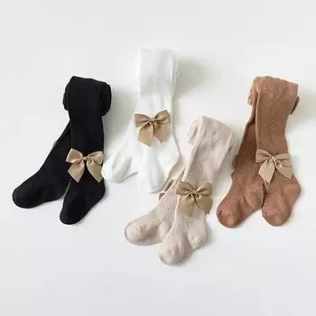 1 пара колготок для маленьких девочек, колготки в европейском стиле в стиле ретро, колготки с бантом для маленьких девочек, весенне-осенние дышащие чулки для детей 0-4 лет S коричневый