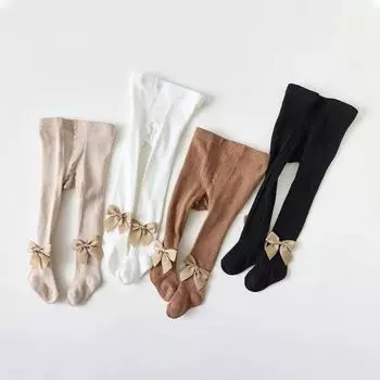 1 пара колготок для маленьких девочек, колготки в европейском стиле в стиле ретро, колготки с бантом для маленьких девочек, весенне-осенние дышащие чулки для детей 0-4 лет S коричневый
