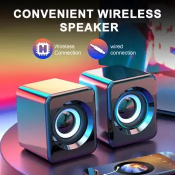 1 пара компьютерных колонок, сабвуферов, USB, Bluetooth, совместимых с проводной портативной мини-колонкой, без задержки стереозвука, громкоговоритель для ПК, компьютера, ноутбука 1 красный