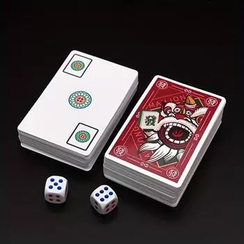 1 пара компактных игральных карт для маджонга размером 144 карты + 50 круглых игровых реквизитов — портативная конструкция для путешествий и развлечений в помещении Pack of 2