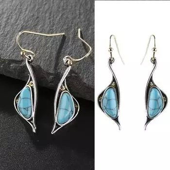 1 пара компактных женских серег для пирсинга синего бирюзового цвета, висячие серьги с крючками неправильной формы, ювелирные аксессуары