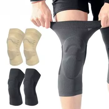 1 пара компрессионного бандажа на колено с гелевой подушечкой надколенника для тренировок, бега, тяжелой атлетики, поддержка колена M бежевый