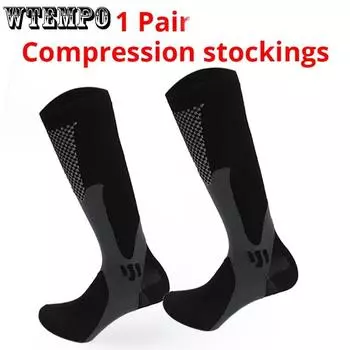 1 пара компрессионных чулок для бега на открытом воздухе, футбола, велосипедных носков, длинные мужские цветные сетчатые спортивные носки 34-39 чёрный