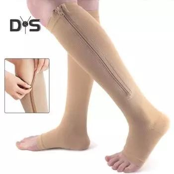 1 пара компрессионных чулок с застежкой-молнией, однотонные мужские и женские компрессионные носки 15-20 мм рт. ст., компрессионные чулки с градиентным давлением S серый