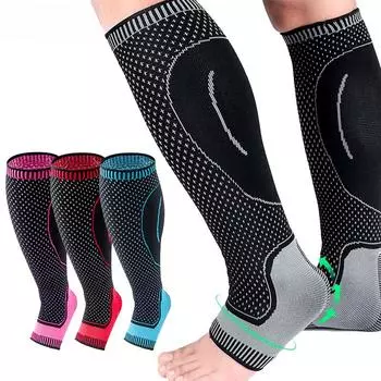 1 пара компрессионных нарукавников для щиколотки/икры — избавляет от подошвенного фасциита, улучшает кровообращение, шину на голень, помогает при восстановлении M синий