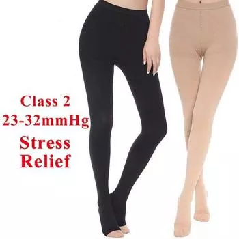 1 пара компрессионных носков, 2 колготки с открытым носком, унисекс, снимающие стресс, компрессионные чулки 2XL чёрный