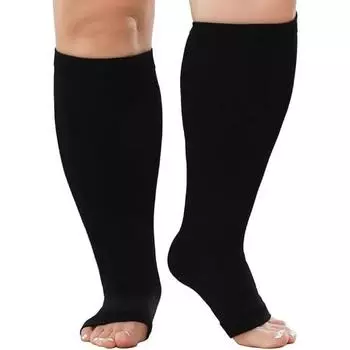 1 пара компрессионных носков большого размера для женщин с широкой голенью, с открытым носком, с градуированной медицинской поддержкой, без носка, для полетов, с компрессией 2XL