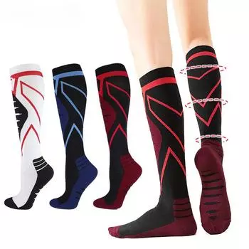 1 пара компрессионных носков для мужчин и женщин, 15-20 мм рт.ст., спортивные носки для бега медсестер, полетов, беременности и кровообращения S-M