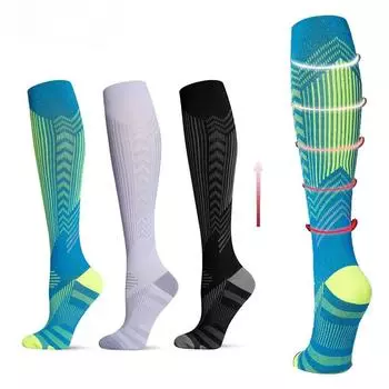 1 пара компрессионных носков для мужчин и женщин, 15-20 мм рт.ст., спортивные носки для бега медсестер, полетов, беременности и кровообращения S-M чёрный