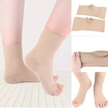 1 пара компрессионных носков с открытым носком, медицинские компрессионные чулки длиной до колена, высокоэластичные поддерживающие носки для занятий спортом на открытом воздухе S хаки