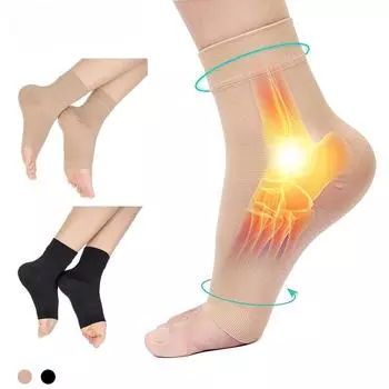 1 пара компрессионных носков с рукавами для женщин и мужчин 30-40 мм рт. ст., компрессионные носки с поддержкой лодыжки с открытым носком для облегчения массажа S бежевый